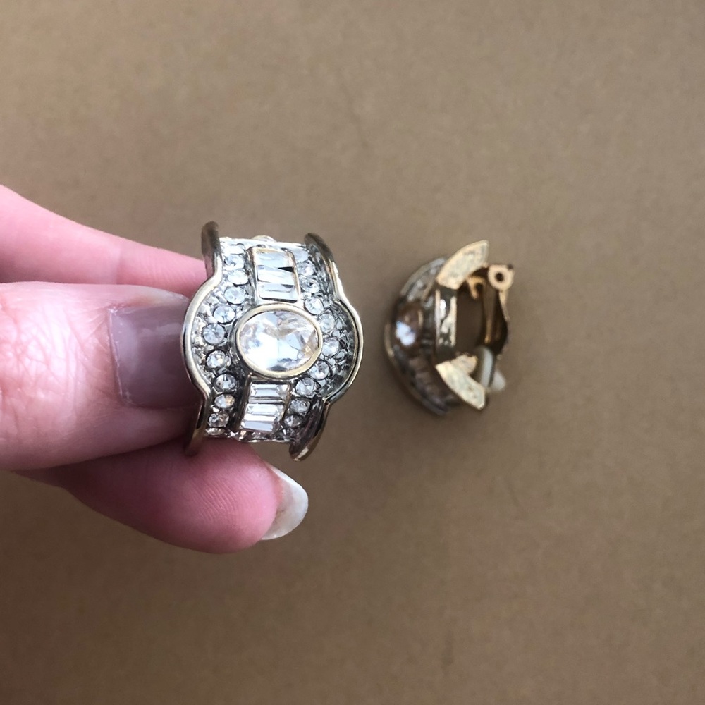 Vintage Rhinestone Goldtone Clip-On Earrings